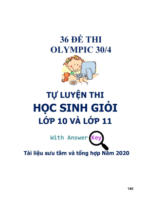 36 ĐỀ THI OLYMPIC TỰ LUYỆN THI HỌC SINH GIỎI LỚP 10 - 11
