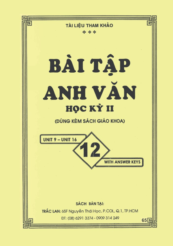 BÀI TẬP ANH VĂN 12 HỌC KỲ II