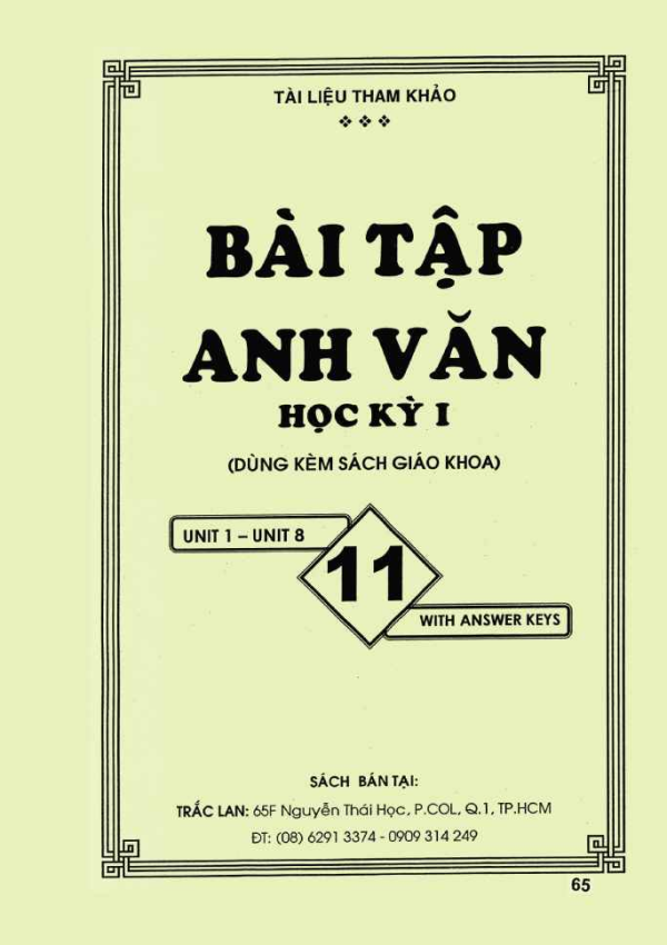 BÀI TẬP ANH VĂN HỌC KÌ I TIẾNG ANH 11