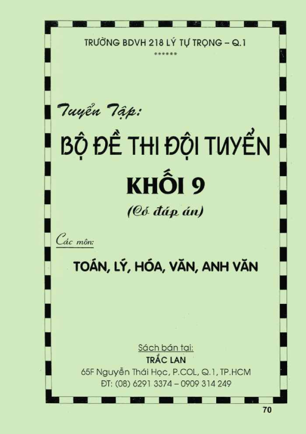 BỘ ĐỀ THI ĐỘI TUYỂN KHỐI 9