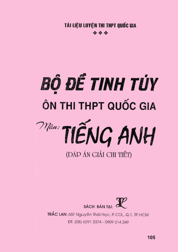 BỘ ĐỀ TINH TÚY ÔN THI THPT QUỐC GIA MÔN TIẾNG ANH