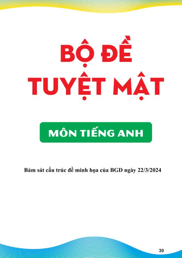 BỘ ĐỀ TUYỆT MẬT MÔN TIẾNG ANH