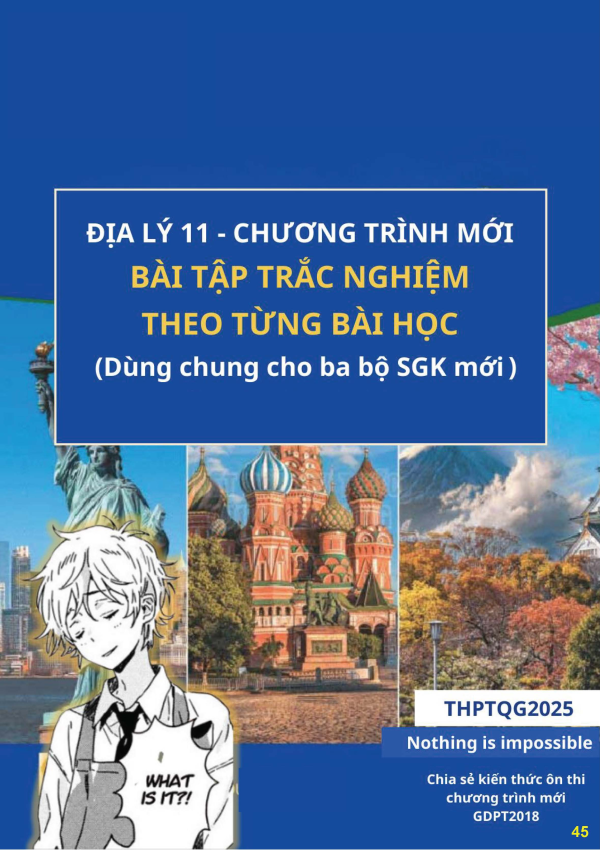 BÀI TẬP TRẮC NGHIỆM ĐỊA LÝ 11