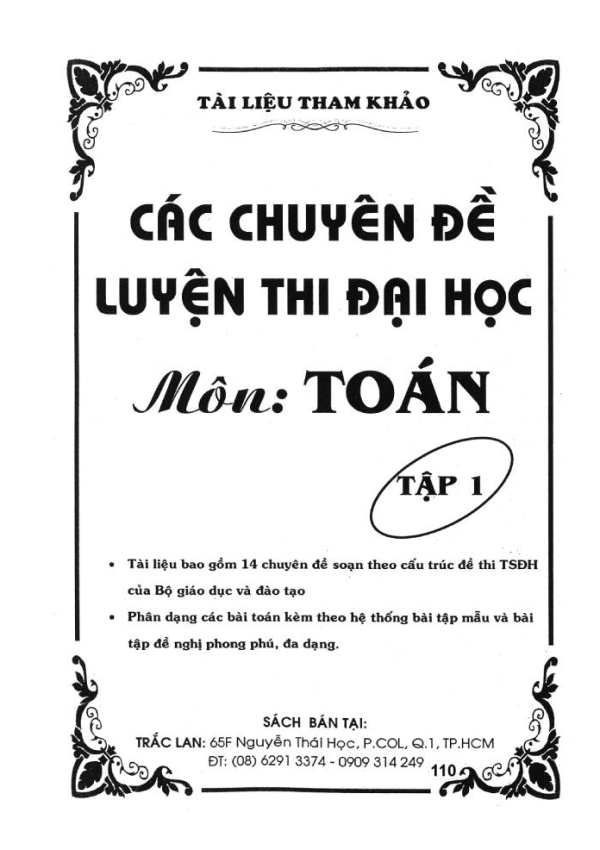 CÁC CHUYÊN ĐỀ LUYỆN THI ĐẠI HỌC MÔN TOÁN - TẬP 1