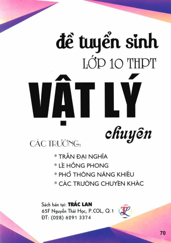 ĐỀ TUYỂN SINH VẬY LÝ LỚP 10