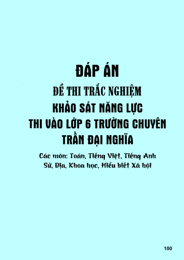 ĐÁP ÁN ĐỀ THI TRẮC NGHIỆM KHẢO SÁT NĂNG LỰC