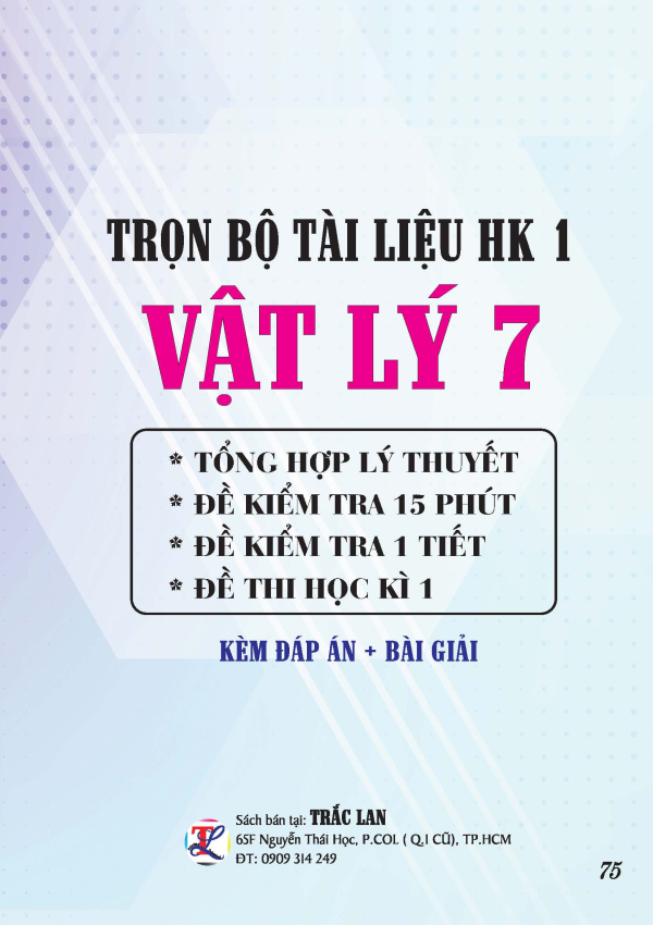 TRỌN BỘ T&Agrave;I LIỆU HK1 VẬT L&Yacute; LỚP 7