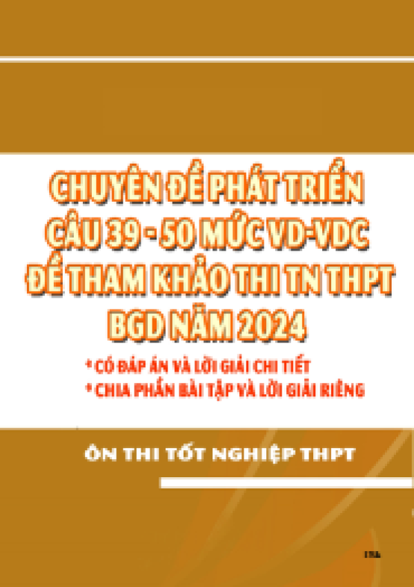 CHUYÊN ĐỀ PHÁT TRIỂN TRONG ĐỀ THAM KHẢO THI TN THPT MÔN TOÁN