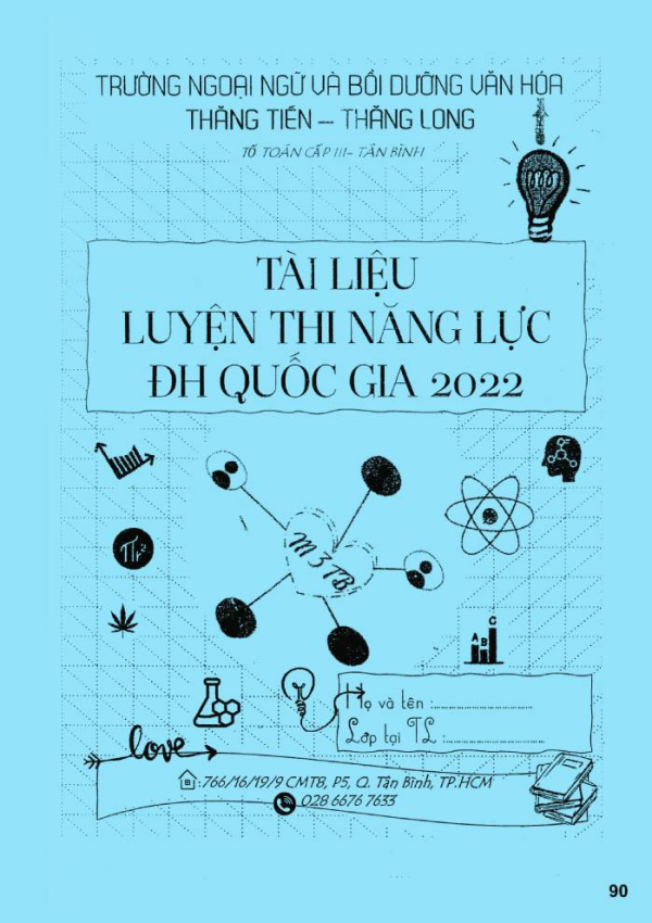 TÀI LIỆU LUYỆN THI NĂNG LỰC ĐẠI HỌC QUỐC GIA 2022