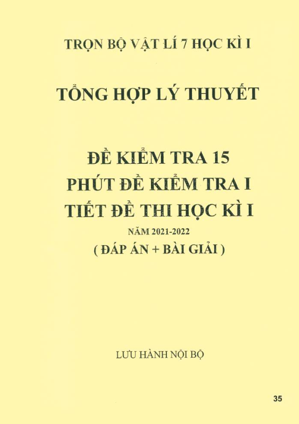 TỔNG HỢP LÝ THUYẾT - ĐỀ KIỂM TRA VẬT LÝ 7