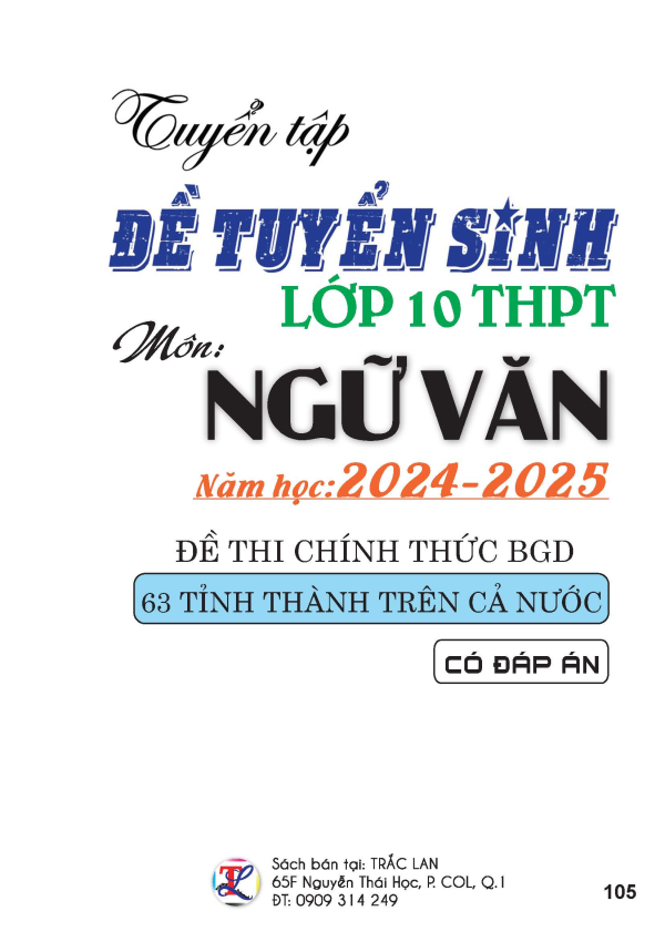 Đề tuyển sinh lớp 10 THPT m&ocirc;n Ngữ Văn năm học 2024 - 2025 