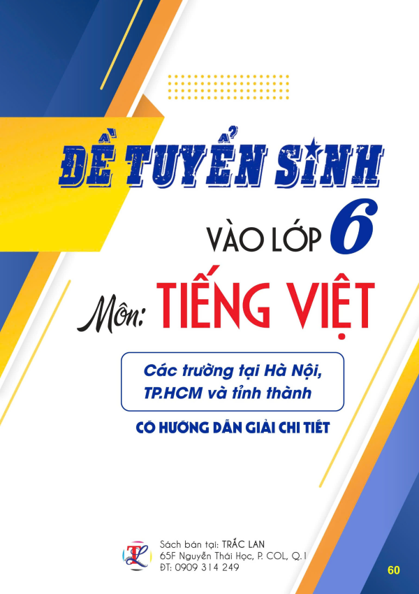 Đề tuyển sinh vào lớp 6 môn Tiếng Việt