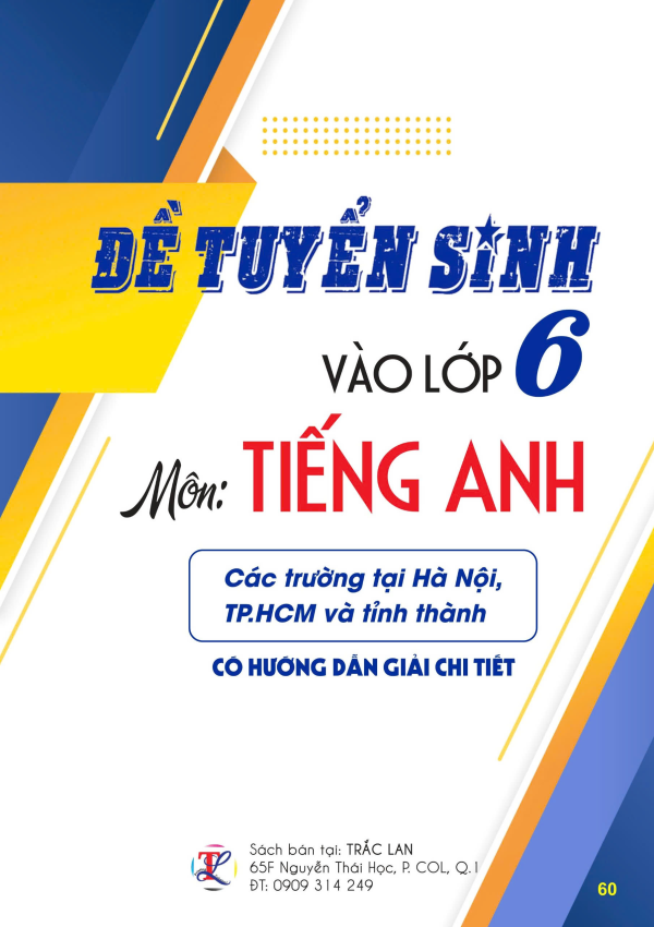 Đề tuyển sinh vào lớp 6 môn Tiếng Anh