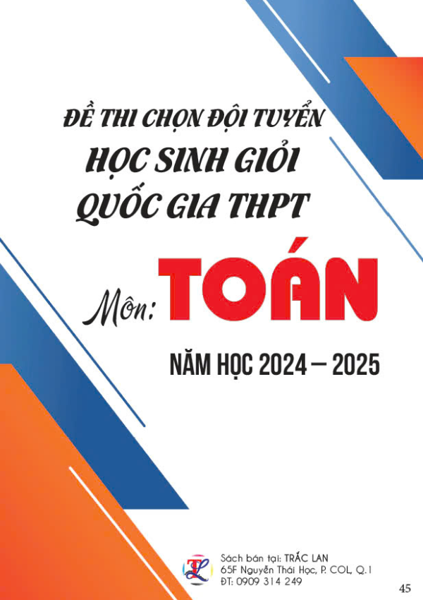 Đề thi chọn đội tuyển học sinh giỏi quốc gia THPT môn Toán