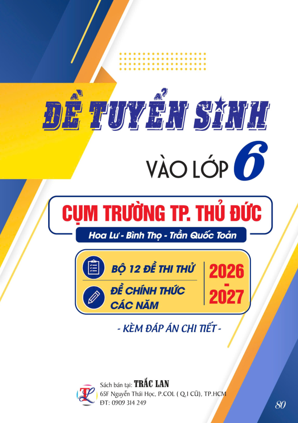 ĐỀ TUYỂN SINH V&Agrave;O LỚP 6 CỤM TRƯỜNG THỦ ĐỨC